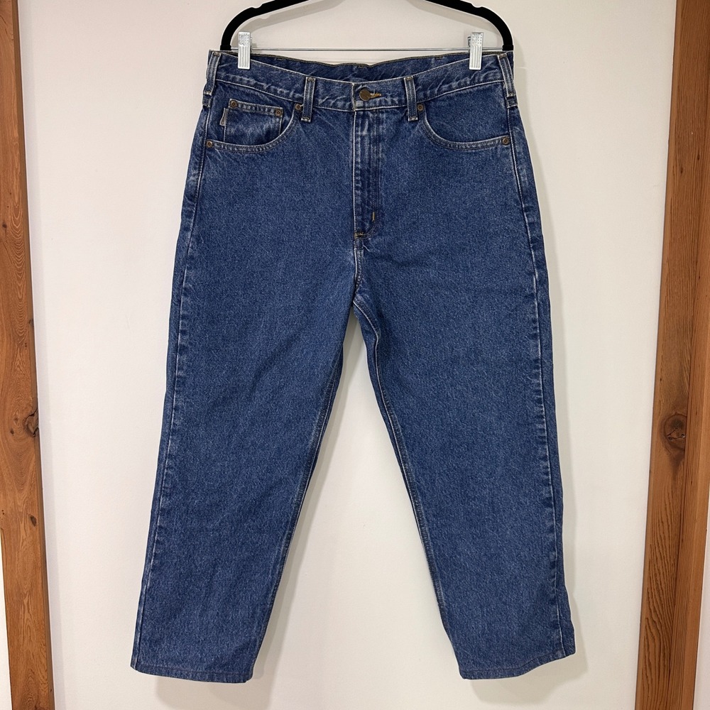 Carhartt B18 DST Traditional Fit Mens 36x25 SHORT Denim Jeans | Workwear Rugged